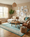 Soho Elegance Collection Area Rug -  Mercer (Turquoise) Rectangle Turquoise  lifestyle 4