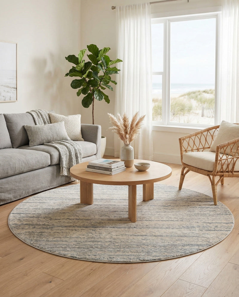 Serenity Sands Collection Area Rug -  Tranquilbay Round Cream  lifestyle 65
