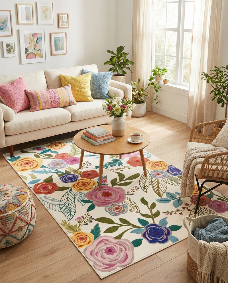 Meadow Breeze Collection Area Rug -  Petal Rectangle Ivory  lifestyle 37