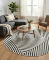 Urban Terrace Collection Area Rug -  Astoria (White and Black) Round White and Black  lifestyle 55
