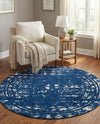 Brighton Stripes Collection Area Rug - Sussex (Navy Blue) Round Navy Blue  lifestyle 39