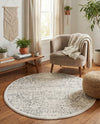 Savannah Soiree Collection Area Rug -  Everglade (White) Round White  lifestyle 69