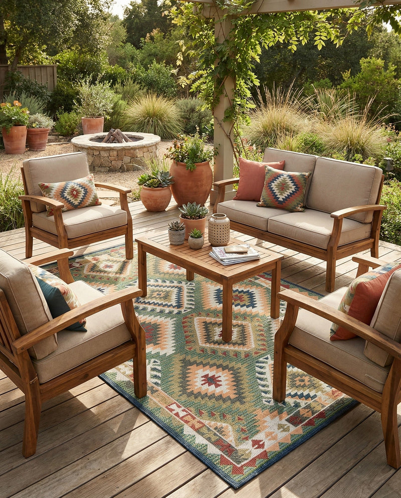 Coastal Terrace Collection Area Rug -  Sandbar Rectangle Green  lifestyle 26