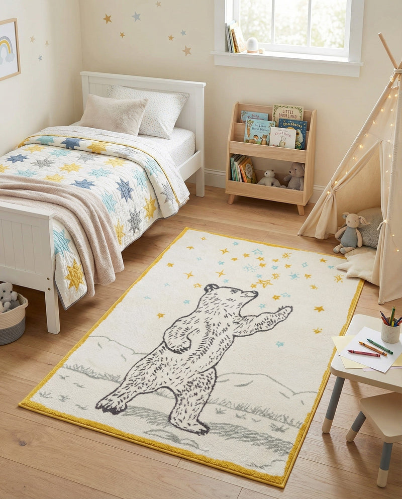 Wonder Tykes Collection Area Rug -  Pixie Rectangle Ivory and Gray  lifestyle 4