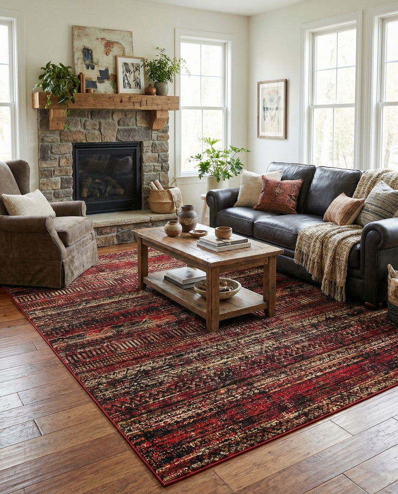Neptune Elegance Collection Area Rug -  Nereid Rectangle Burgundy  lifestyle 44