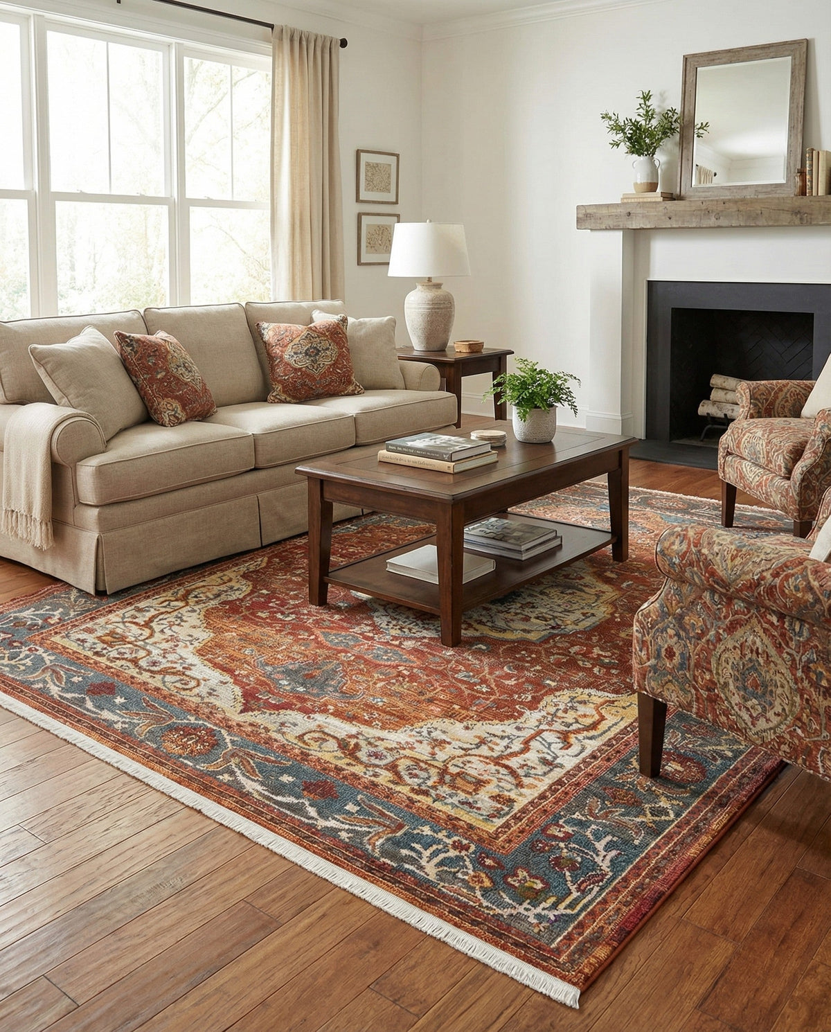 Caribbean Breeze Collection Area Rug -  Vieques Square Rust Red  lifestyle 105