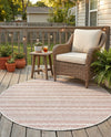 Seaside Stripes Collection Area Rug -  Boardwalk (Red) Round Red  lifestyle 31