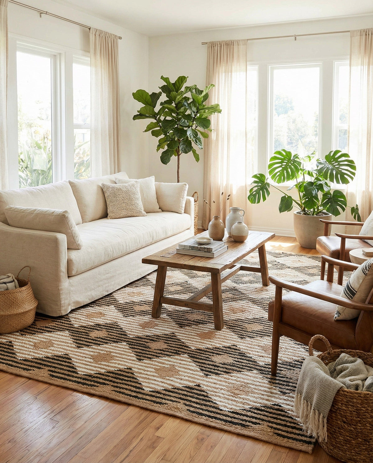 Osian Looms Collection Area Rug - Varanasi Rectangle Natural Black  lifestyle 14