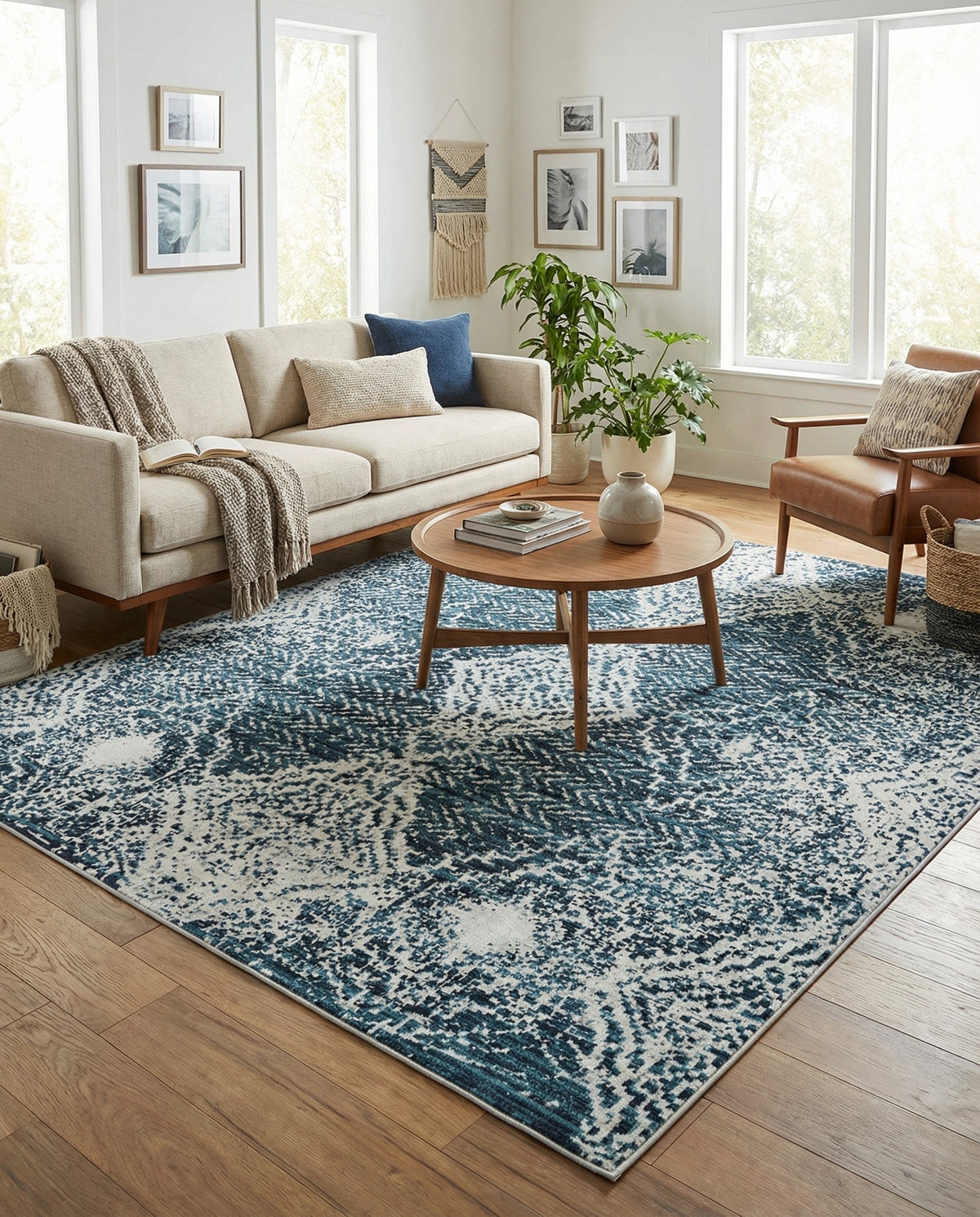 Aegean Elegance Washables Collection Area Rug -  Naxos Square Navy Blue  lifestyle 113