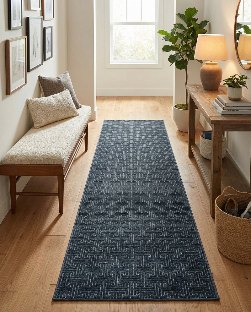 Metro Heights Collection Area Rug -  Hamilton Runner Navy Blue  lifestyle 85