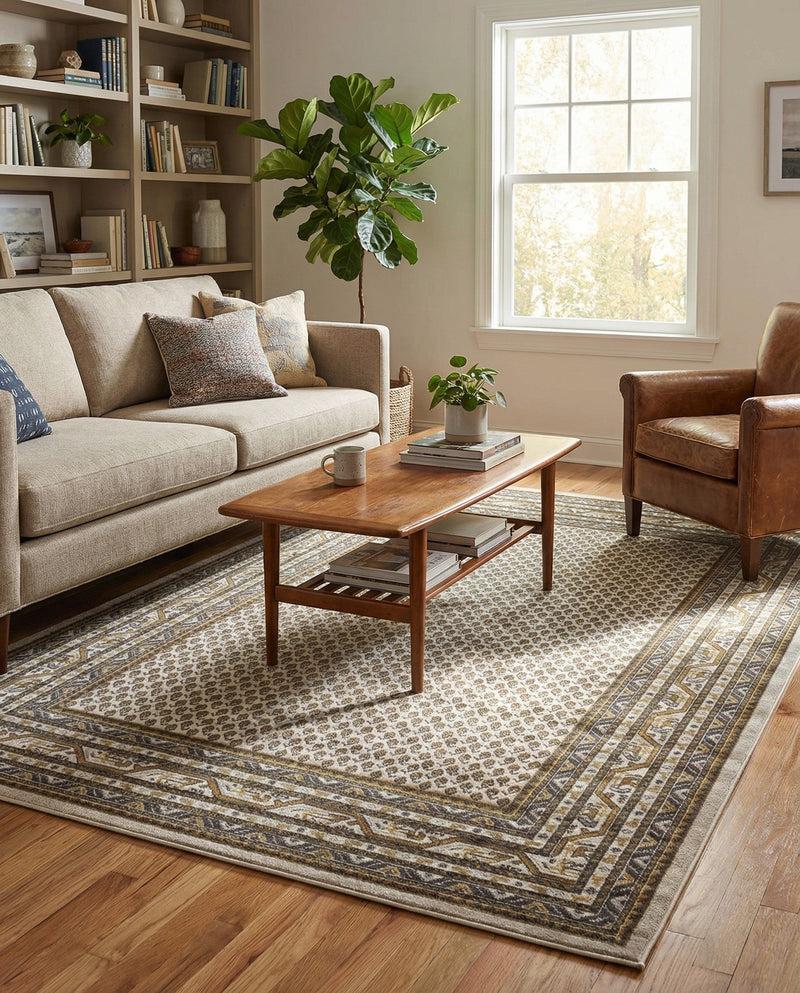 Soho Elegance Collection Area Rug -  Mercer (Beige) Rectangle Beige  lifestyle 11