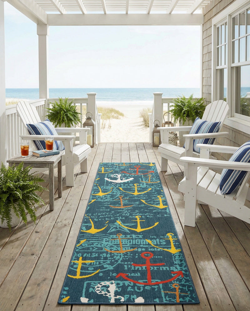 Seaside Haven Rugs Collection Area Rug -  Lighthouse Runner Navy Blue  lifestyle 66