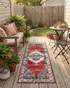 Patio Heritage Collection Area Rug -  Alcove Runner Red and Navy Blue  lifestyle 80