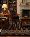 Samarkand Elegance Collection Area Rug -  Margilan (Black) Square Black  lifestyle 63