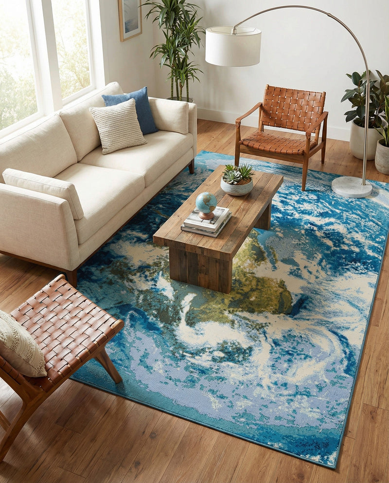 Urban Terrace Collection Area Rug -  Pergola Rectangle Blue  lifestyle 15