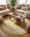 Soho Elegance Collection Area Rug -  Mercer (Yellow) Round Yellow  lifestyle 49