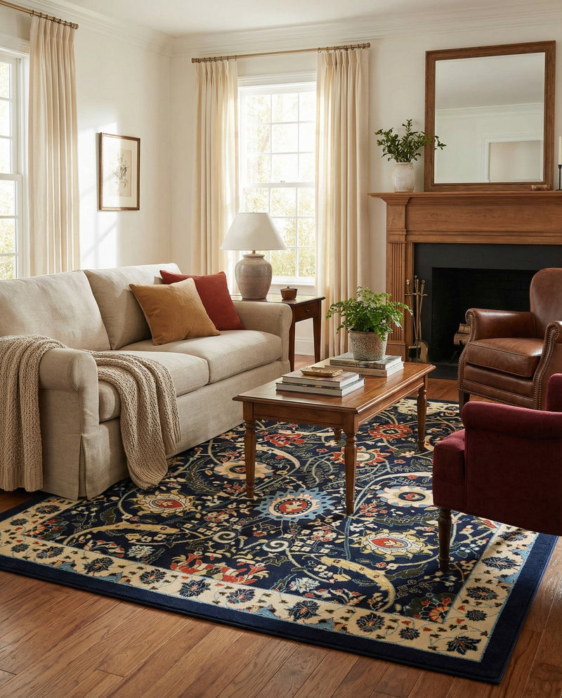 Tabriz Tapestry Collection Area Rug - Sahand (Navy Blue) Rectangle Navy Blue  lifestyle 10