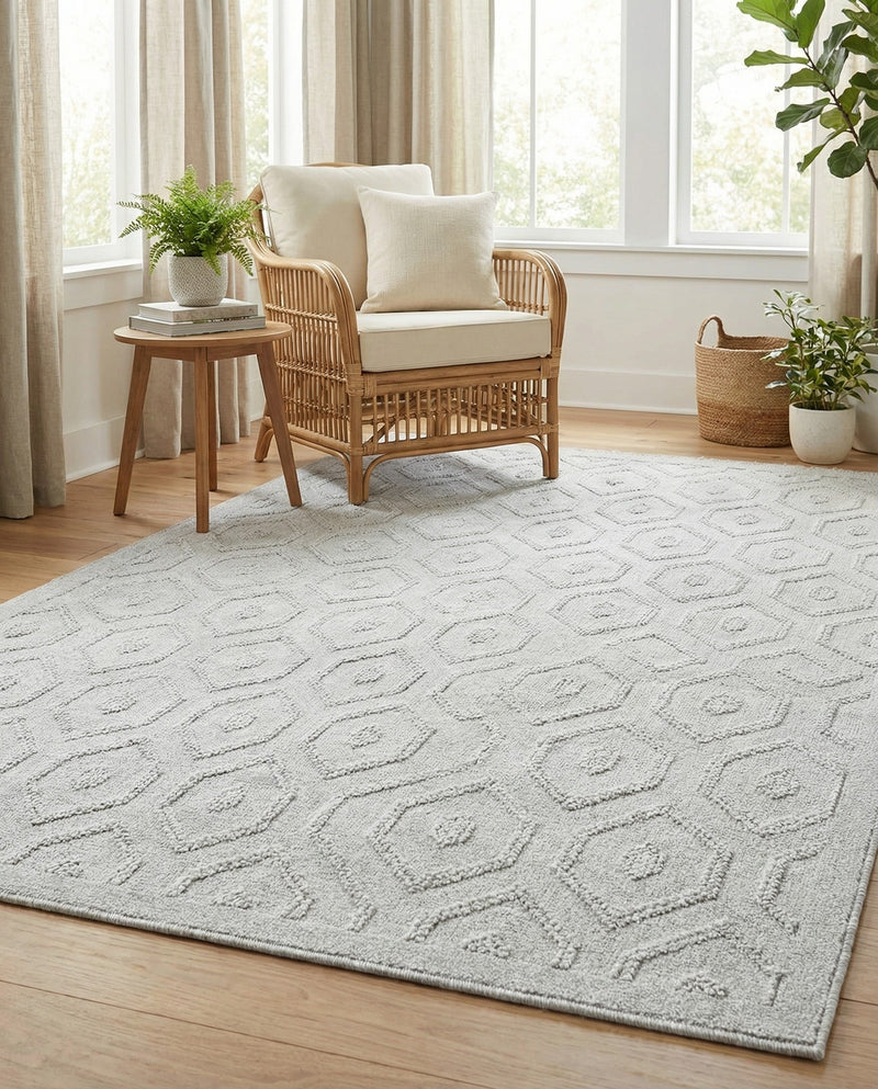 Garden Lattice Charm Collection Area Rug - Arbor (Grey) Rectangle Grey  lifestyle 13