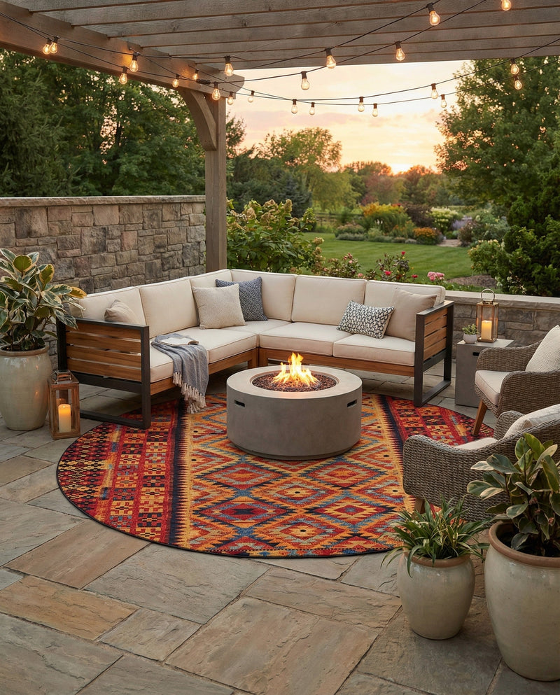 Safari Escape Rugs Collection Area Rug -  Kalahari Round Multi  lifestyle 48
