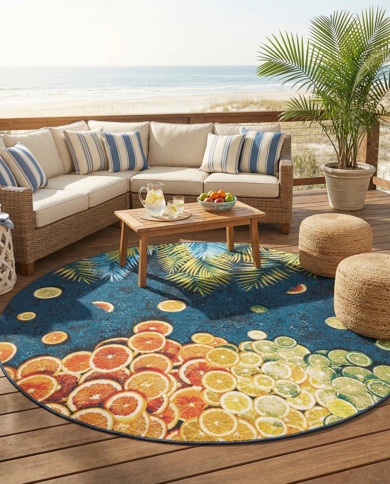 Seaside Haven Rugs Collection Area Rug -  Dunes Round Multi  lifestyle 53