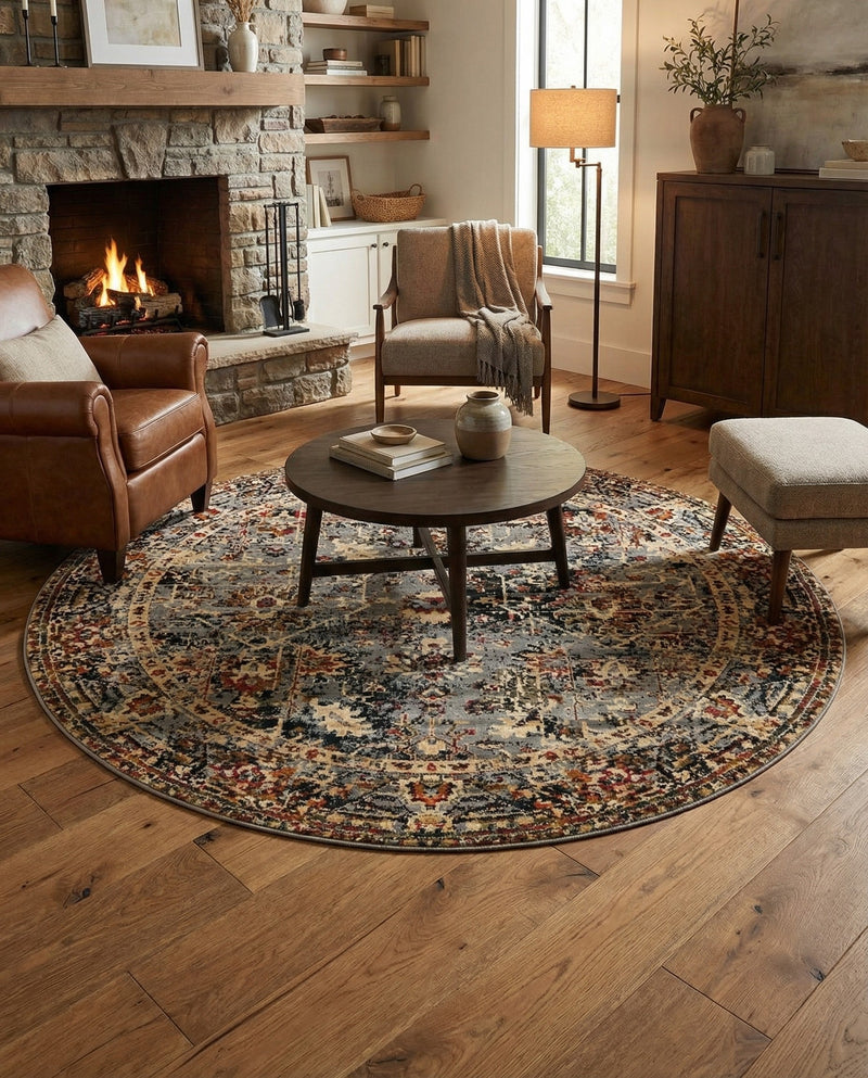 Neptune Elegance Collection Area Rug -  Galatea (Blue) Round Blue  lifestyle 25