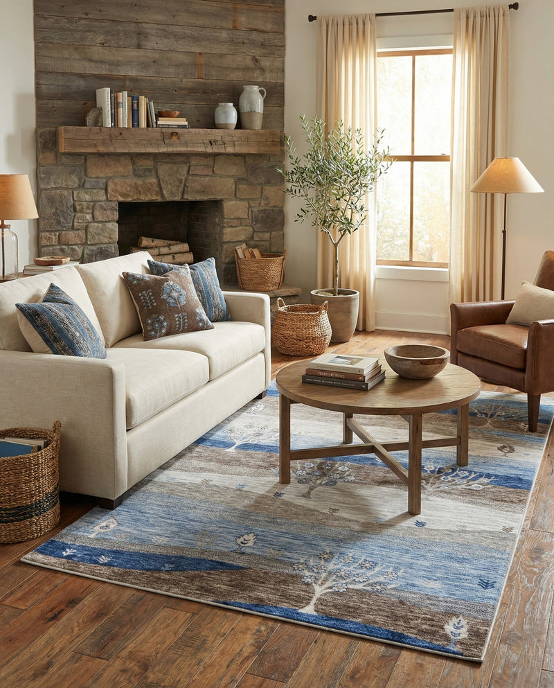 Zagros Shades Collection Area Rug -  Behbahan Rectangle Blue Gray  lifestyle 13