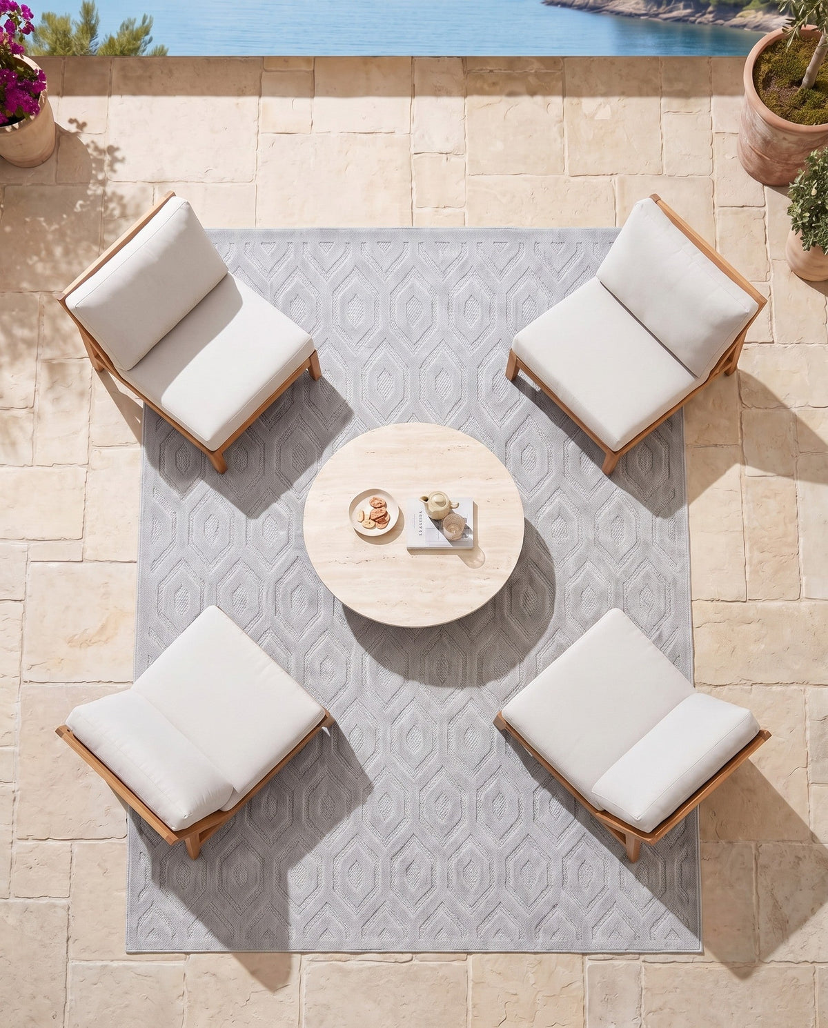 Garden Lattice Charm Collection Area Rug - Arbor (Gray) Square Gray  lifestyle 58