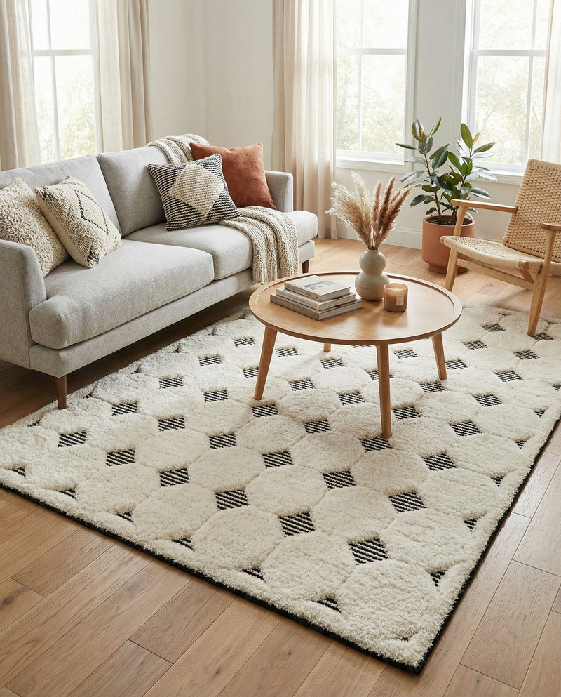 Monochrome Collection Area Rug -  Quartz Rectangle Black and White  lifestyle 9