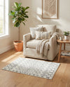 Mediterranean Lattice Collection Area Rug - Santorini (Ivory and Gray) Rectangle Ivory and Gray  lifestyle 4