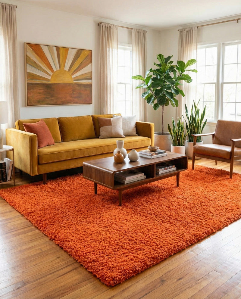 Plush Oasis Collection Area Rug - Serenity (Tiger Orange) Rectangle Tiger Orange  lifestyle 3