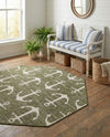 Seaside Haven Rugs Collection Area Rug - Sapphire (Green) Octagon Green  lifestyle 60