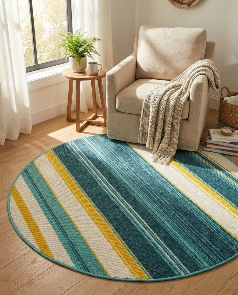 Terrace Fringe Collection Area Rug -  Veranda Round Multi  lifestyle 62