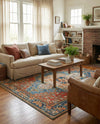 Patio Heritage Collection Area Rug -  Grove Rectangle Navy Blue and Rust Red  lifestyle 15