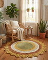 Woven Seaside Jute Collection Area Rug - Coastalhaven (Sunflower Yellow) Round Sunflower Yellow  lifestyle 5