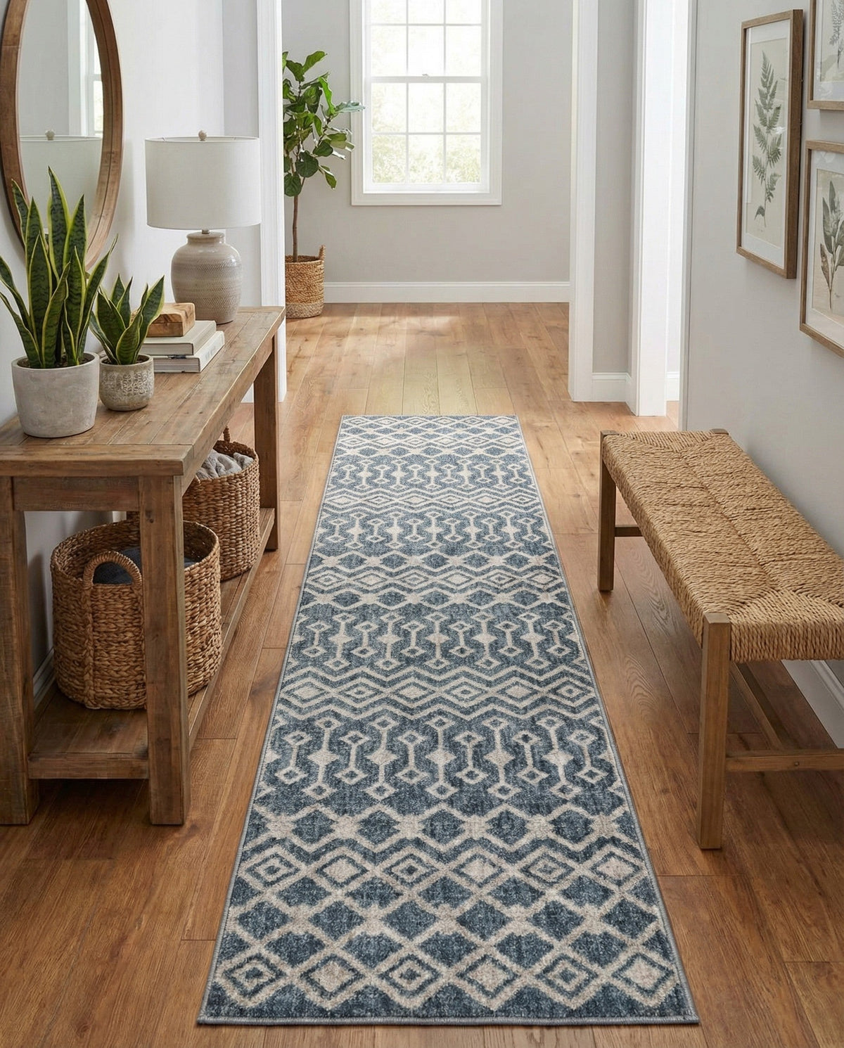 Geo Garden Lattice Collection Area Rug -  Andalusia Runner Harbor Blue  lifestyle 183