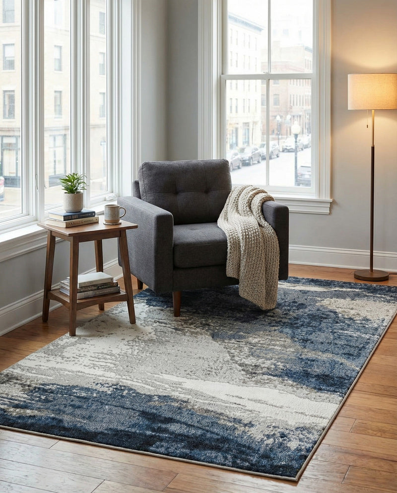 Copenhagen Edge Collection Area Rug - Nyhavn Rectangle Blue  lifestyle 41
