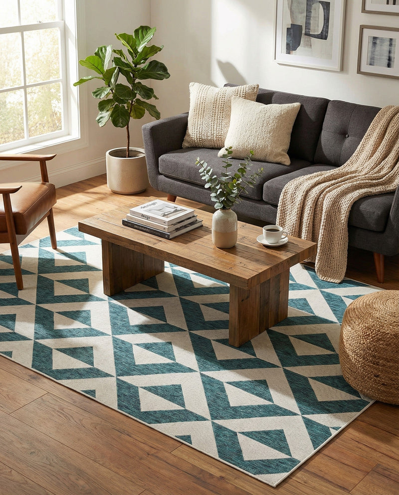 Urban Oasis Rugs Collection Area Rug -  Highrise (Teal) Rectangle Teal  lifestyle 4