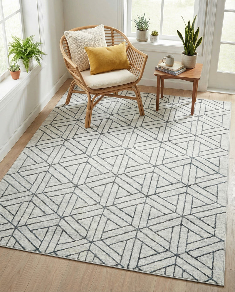 Garden Maze Retreat Collection Area Rug -  Topiarytrail Rectangle White  lifestyle 16