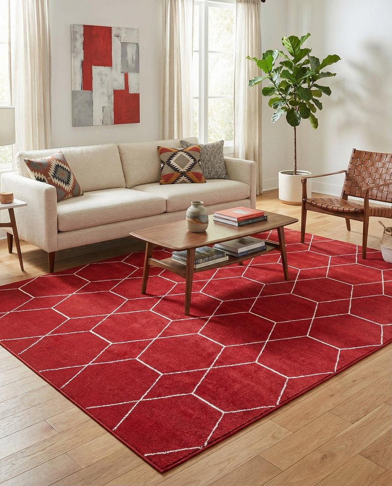Trellis Mosaic Collection Area Rug - Arborville (Red) Rectangle Red  lifestyle 4