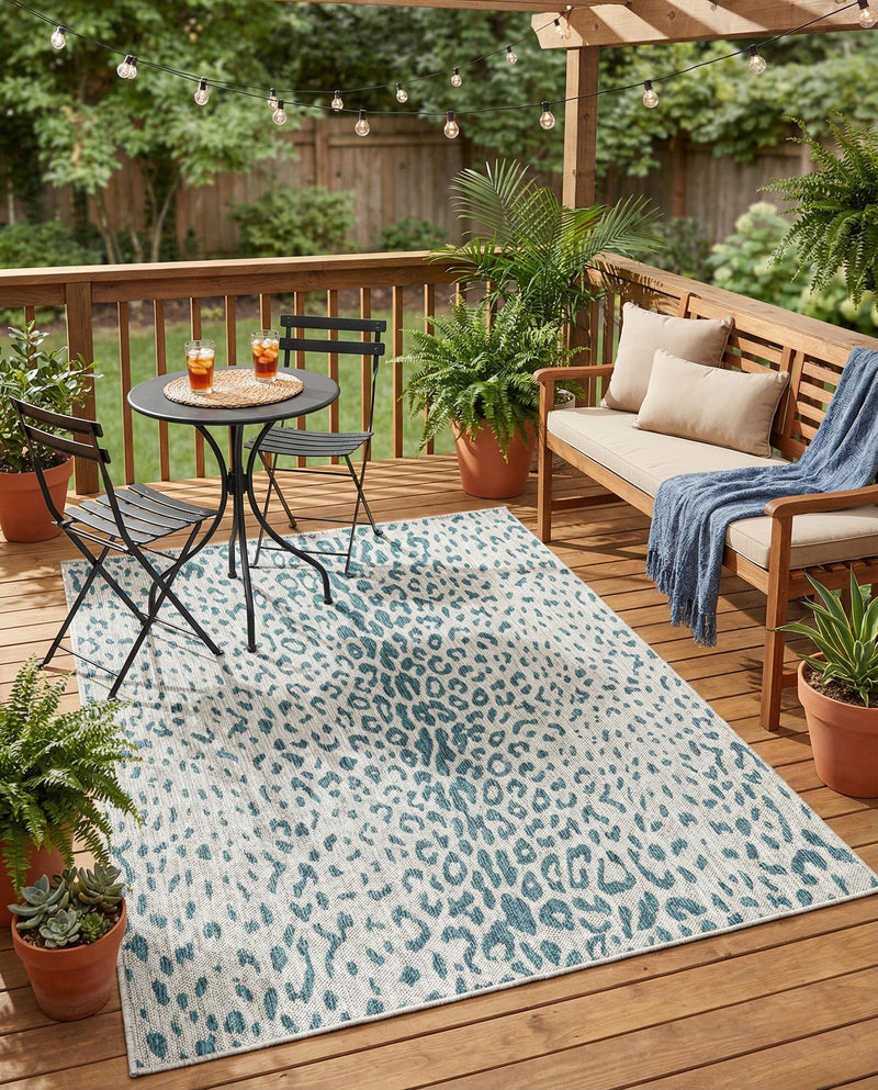 Savannah Escape Collection Area Rug - Serengeti Rectangle Teal  lifestyle 45