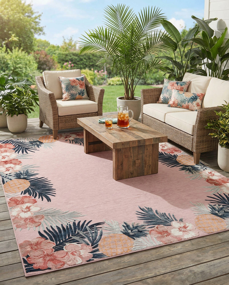 Seaside Blooms Collection Area Rug - Haven Rectangle Pink  lifestyle 53