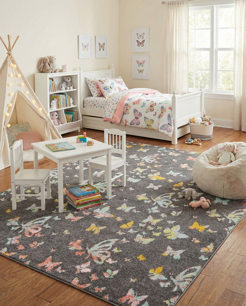 Wonder Tykes Collection Area Rug -  Carnival Rectangle Charcoal Gray  lifestyle 6