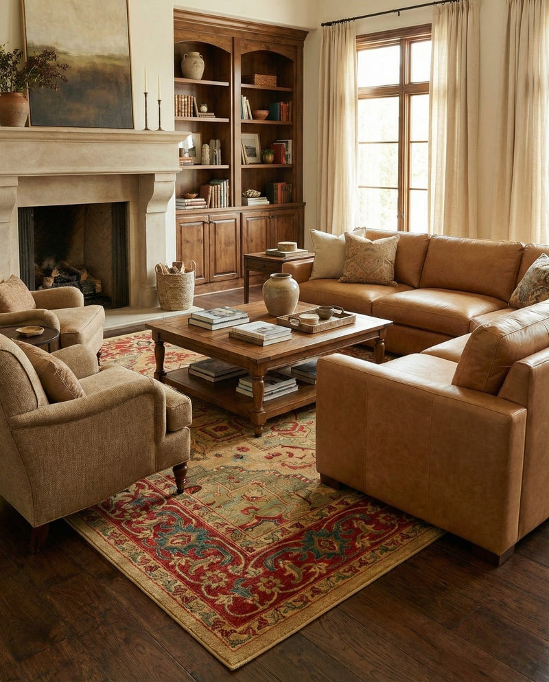 Persian Elegance Collection Area Rug -  Golestan Rectangle Tan  lifestyle 39
