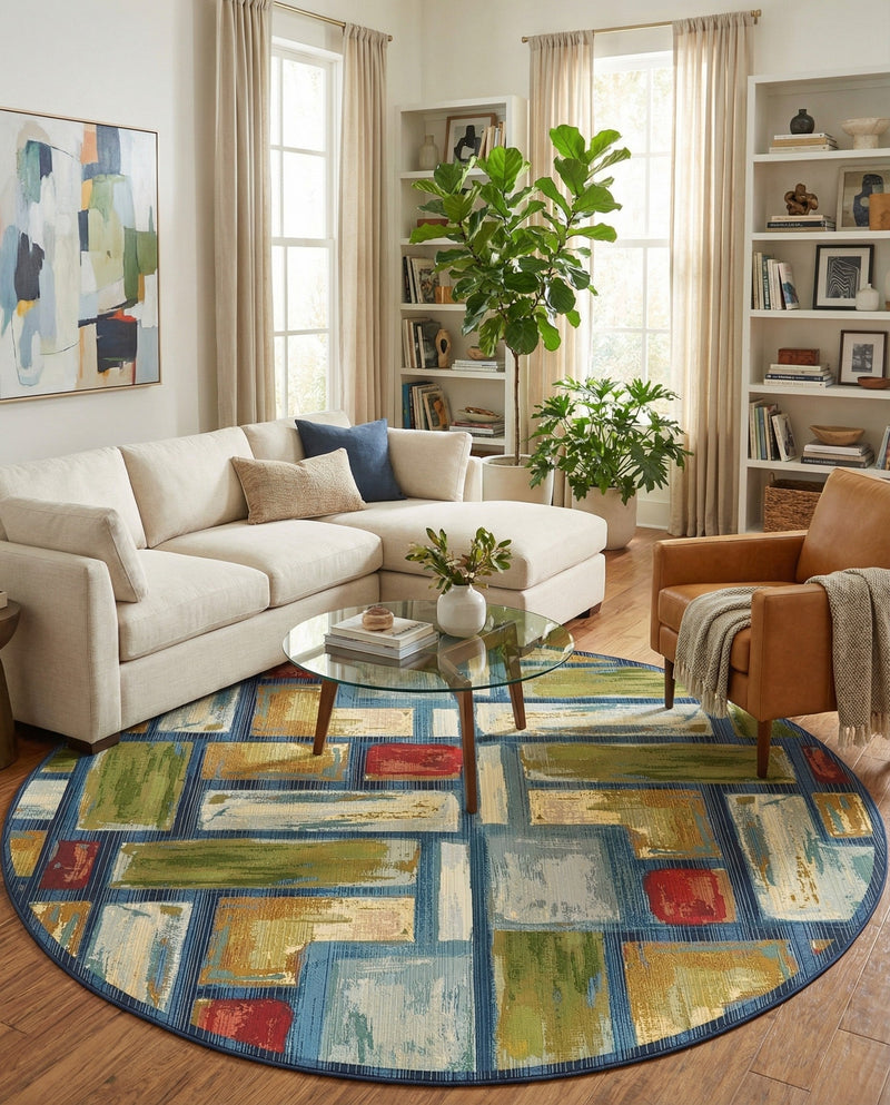 Urban Terrace Collection Area Rug -  Portico Round Multi  lifestyle 64