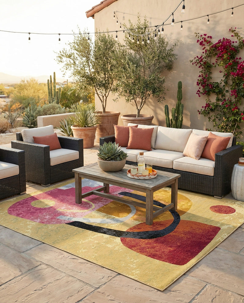 Urban Terrace Collection Area Rug -  Skyline Square Multi  lifestyle 61