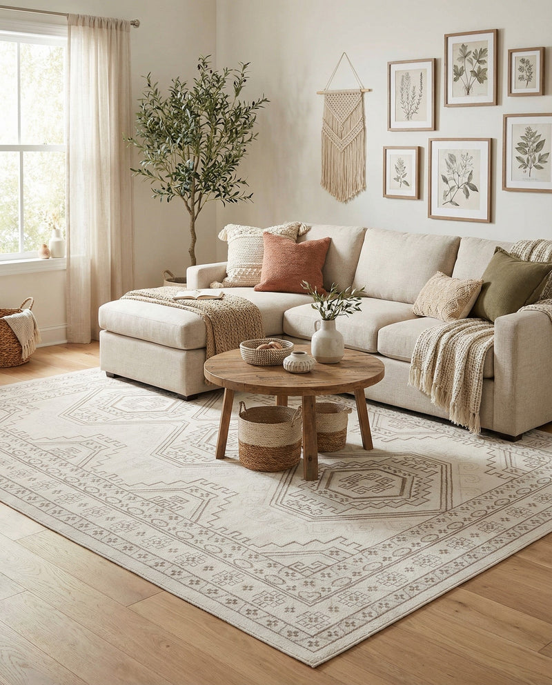 Savannah Elegance Collection Area Rug -  Tybee (Ivory) Rectangle Ivory  lifestyle 3