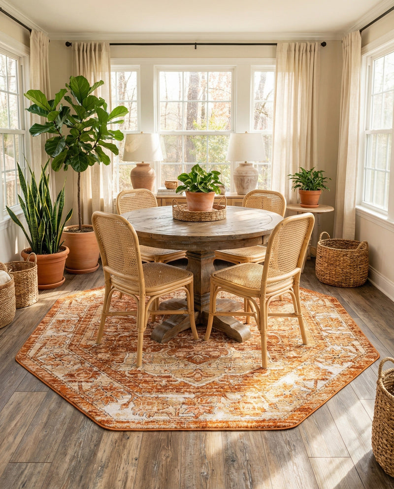 Savannah Soiree Collection Area Rug -  Everglade (Rust Red) Octagon Rust Red  lifestyle 55