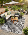 Seaside Blooms Collection Area Rug - Verdure (Charcoal Ivory) Rectangle Charcoal Ivory  lifestyle 7