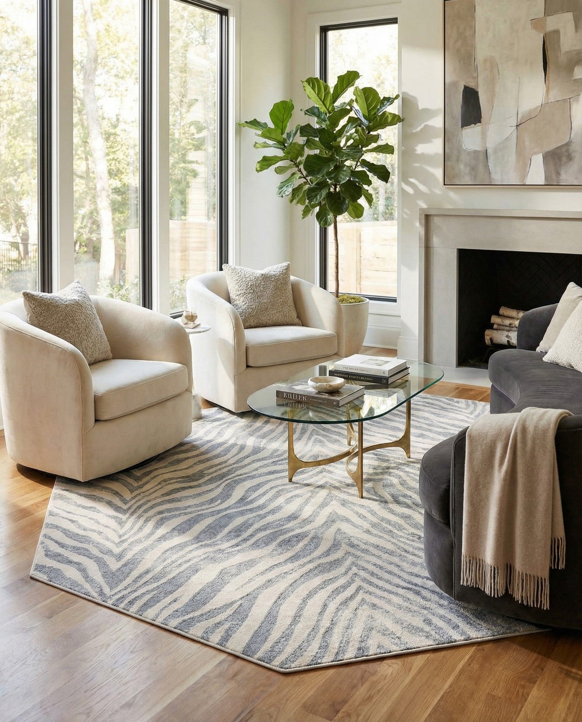 Bloomsbury Elegance Collection Area Rug -  Chelsea Octagon Gray and Ivory  lifestyle 70
