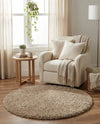Plush Oasis Collection Area Rug - Serenity (Taupe) Round Taupe  lifestyle 50